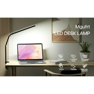 New in Box Folding LED Table Lamp with Clamp, 3 Color Modes, and 6 Levels, Black